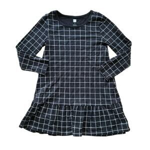 Tea Collection USA Black Window Pane Plaid Printed Ruffle Dress